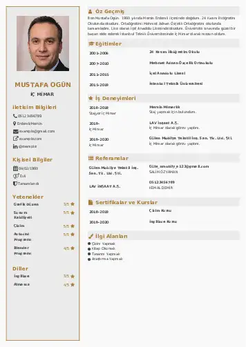 İç Mimar örnek cv indir